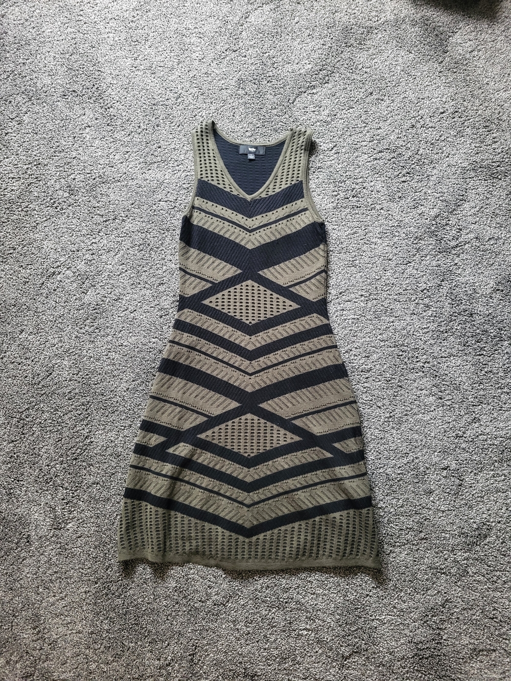 Mossimo Sleeveless Geometric Knit Dress - Olive/Black